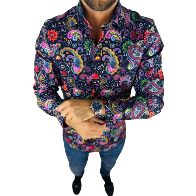 GIOVANNI PERA Koszula męska GP414 kolorowa, kwiaty, paisley, wesoła, folklor | Sklep GriShop.eu | Koszule