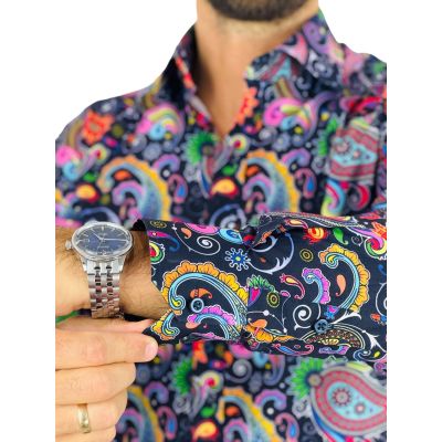 GIOVANNI PERA Koszula męska GP414 kolorowa, kwiaty, paisley, wesoła, folklor | Sklep GriShop.eu | Koszule