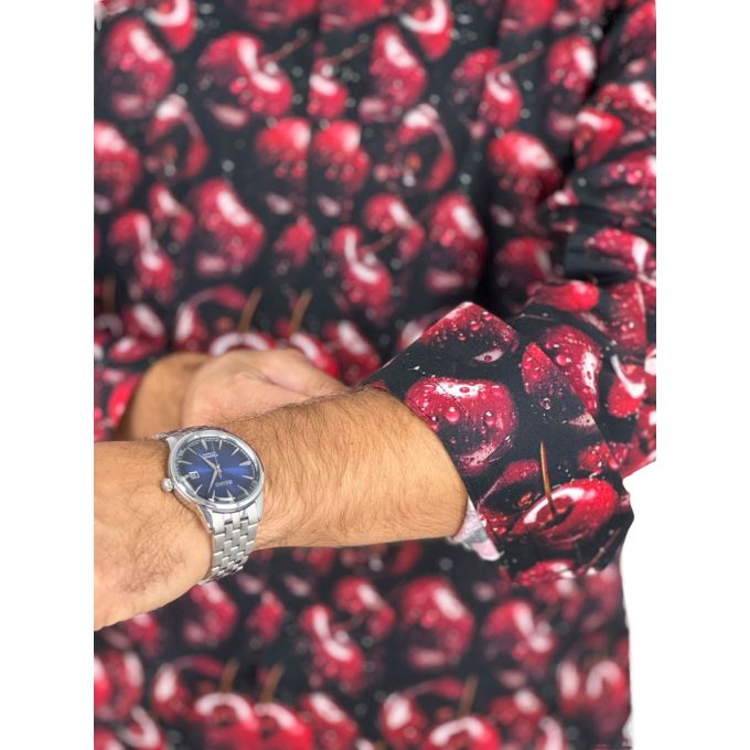 GIOVANNI PERA Koszula męska GP417 czarna w czerwone wiśnie | Sklep GriShop.eu | Koszule