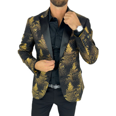 OPPOSUITS Marynarka męska elegancka czarna złota FESTIVE FOREST konfetti, imprezowa