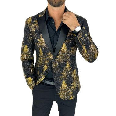 OPPOSUITS Marynarka męska elegancka czarna złota FESTIVE FOREST konfetti, imprezowa