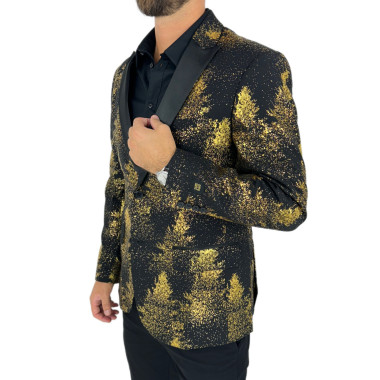 OPPOSUITS Marynarka męska elegancka czarna złota FESTIVE FOREST konfetti, imprezowa