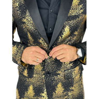 OPPOSUITS Marynarka męska elegancka czarna złota FESTIVE FOREST konfetti, imprezowa