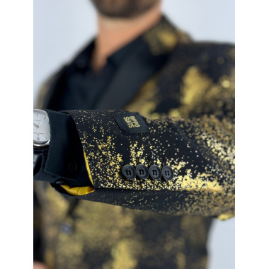 OPPOSUITS Marynarka męska elegancka czarna złota FESTIVE FOREST konfetti, imprezowa