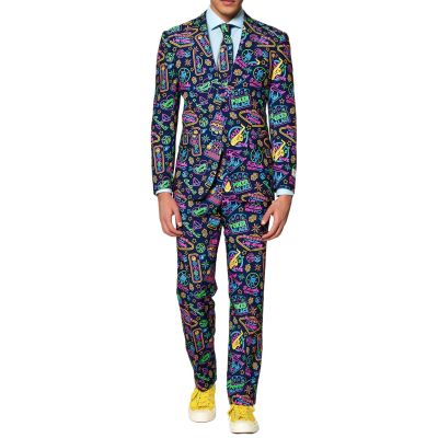 OPPOSUITS Garnitur męski z krawatem, kolorowy, wesoły, VEGAS, granatowy, neon, casual, casino | Sklep GriShop.eu | Garnitury