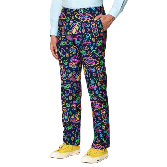 OPPOSUITS Garnitur męski z krawatem, kolorowy, wesoły, VEGAS, granatowy, neon, casual, casino | Sklep GriShop.eu | Garnitury