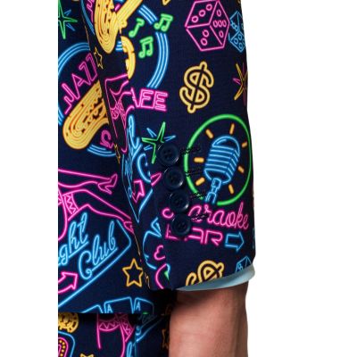OPPOSUITS Garnitur męski z krawatem, kolorowy, wesoły, VEGAS, granatowy, neon, casual, casino | Sklep GriShop.eu | Garnitury