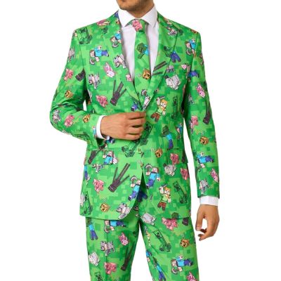 OPPOSUITS Garnitur męski z krawatem, kolorowy, wesoły, MINECRAFT, zielony, casual, gra | Sklep GriShop.eu | Garnitury