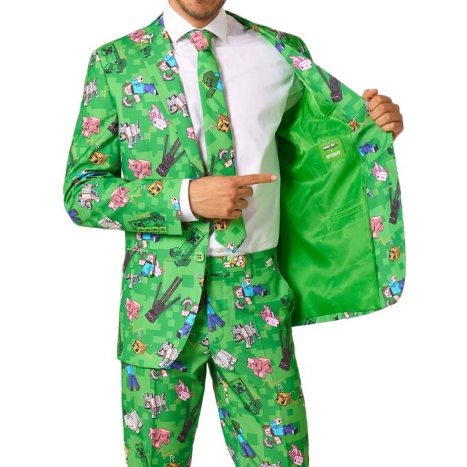 OPPOSUITS Garnitur męski z krawatem, kolorowy, wesoły, MINECRAFT, zielony, casual, gra | Sklep GriShop.eu | Garnitury