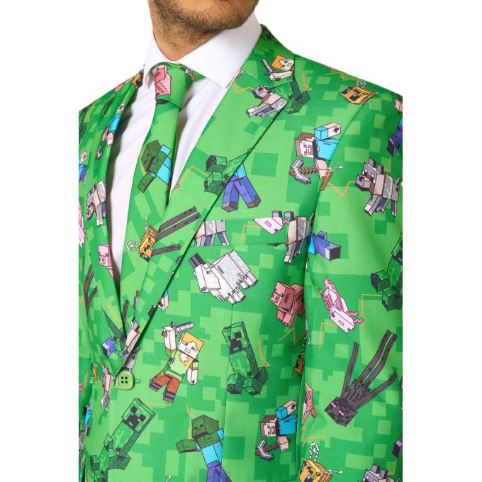 OPPOSUITS Garnitur męski z krawatem, kolorowy, wesoły, MINECRAFT, zielony, casual, gra | Sklep GriShop.eu | Garnitury