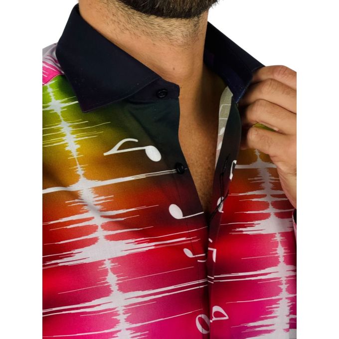 GIOVANNI PERA Koszula męska GP427 muzyczna, impuls, nutki, kolorowa, imprezowa | Sklep GriShop.eu | Koszule