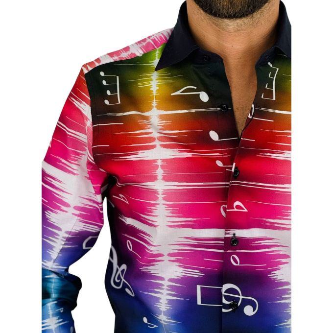 GIOVANNI PERA Koszula męska GP427 muzyczna, impuls, nutki, kolorowa, imprezowa | Sklep GriShop.eu | Koszule