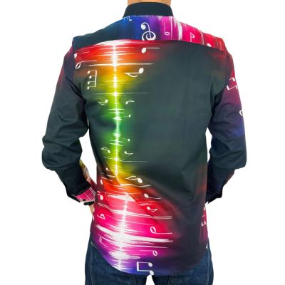 GIOVANNI PERA Koszula męska GP427 muzyczna, impuls, nutki, kolorowa, imprezowa | Sklep GriShop.eu | Koszule