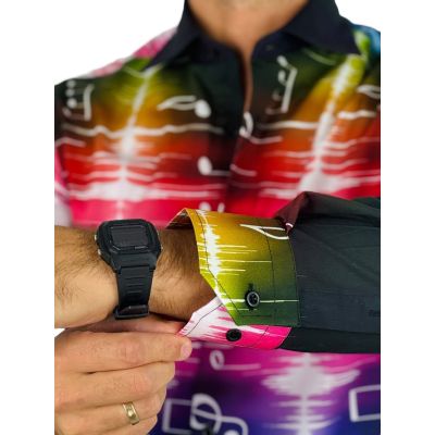 GIOVANNI PERA Koszula męska GP427 muzyczna, impuls, nutki, kolorowa, imprezowa | Sklep GriShop.eu | Koszule