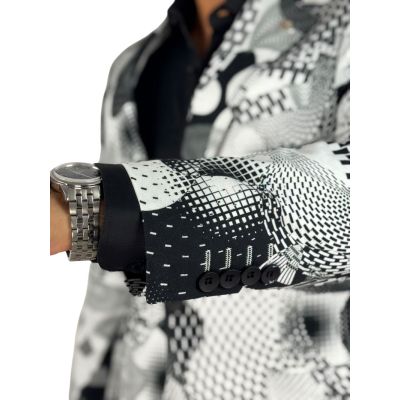 MARCO MILANO Marynarka męska C36 czarna biała - wzór, casual | Sklep GriShop.eu | Marynarki
