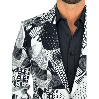 MARCO MILANO Marynarka męska C36 czarna biała - wzór, casual | Sklep GriShop.eu | Marynarki 2