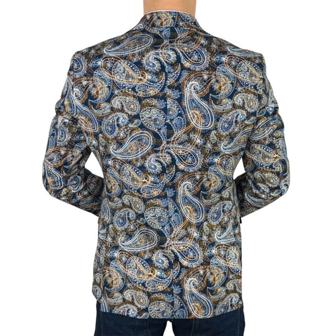 MARCO MILANO Marynarka męska C25 paisley, granatowa, beżowa, casual | Sklep GriShop.eu | Marynarki