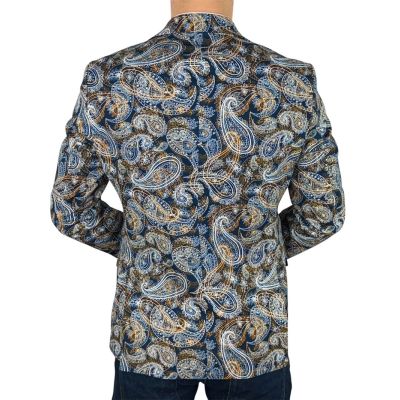 MARCO MILANO Marynarka męska C25 paisley, granatowa, beżowa, casual | Sklep GriShop.eu | Marynarki