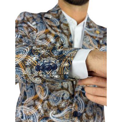 MARCO MILANO Marynarka męska C25 paisley, granatowa, beżowa, casual | Sklep GriShop.eu | Marynarki