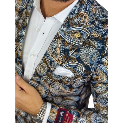 MARCO MILANO Marynarka męska C25 paisley, granatowa, beżowa, casual | Sklep GriShop.eu | Marynarki