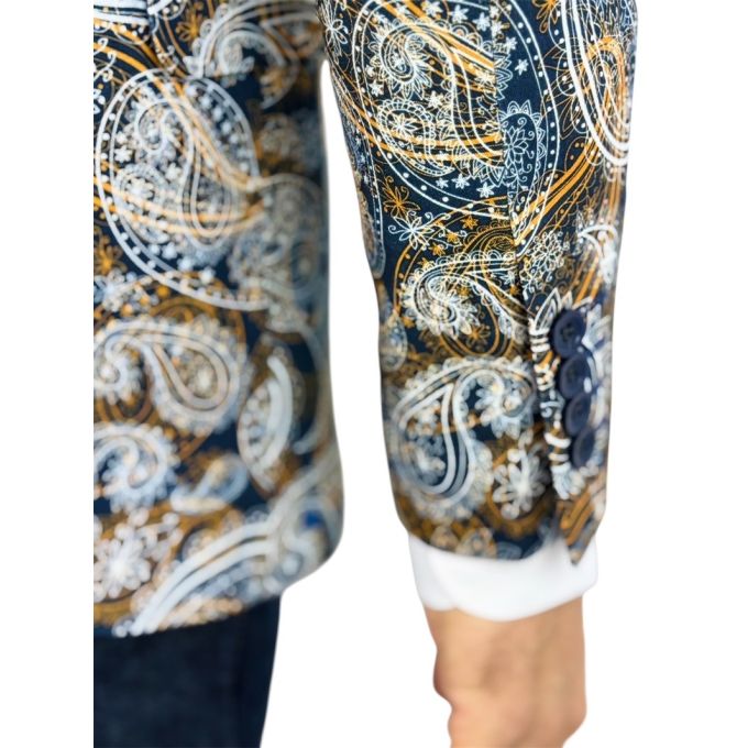 MARCO MILANO Marynarka męska C25 paisley, granatowa, beżowa, casual | Sklep GriShop.eu | Marynarki