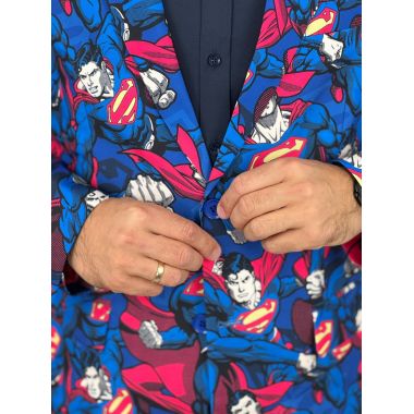OPPOSUITS Marynarka męska Superman kolorowa, wesoła, film DC komiks, casual