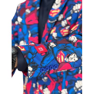 OPPOSUITS Marynarka męska Superman kolorowa, wesoła, film DC komiks, casual