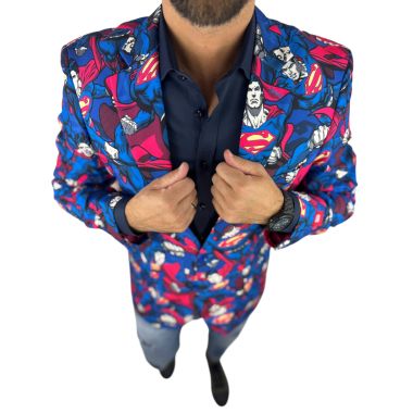 OPPOSUITS Marynarka męska Superman kolorowa, wesoła, film DC komiks, casual