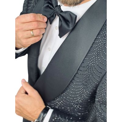 GIOVANNI PERA Garnitur GR8 czarny, czarne ozdobne kryształki, ekskluzywny, sceniczny, dla Pana Mlodego i nie tylko | Sklep GriSh