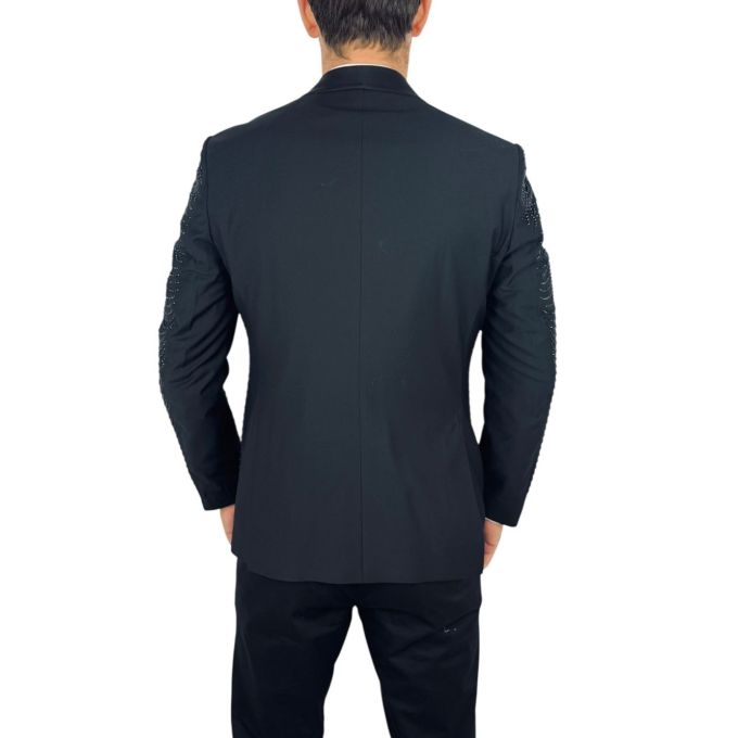 GIOVANNI PERA Garnitur GR8 czarny, czarne ozdobne kryształki, ekskluzywny, sceniczny, dla Pana Mlodego i nie tylko | Sklep GriSh