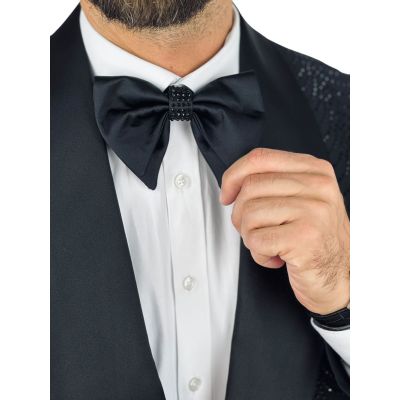 GIOVANNI PERA Garnitur GR8 czarny, czarne ozdobne kryształki, ekskluzywny, sceniczny, dla Pana Mlodego i nie tylko | Sklep GriSh