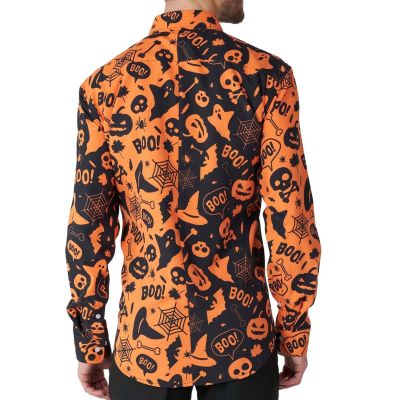 SUITMEISTER Koszula męska KS1 imprezowa pomarańczowa czarna dynie, duchy, na hallowen | Sklep GriShop.eu | Koszule