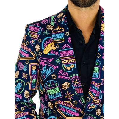 OPPOSUITS Marynarka męska VEGAS granatowa, neon, wesoła, casino, casual | Sklep GriShop.eu | Marynarki