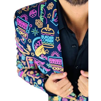 OPPOSUITS Marynarka męska VEGAS granatowa, neon, wesoła, casino, casual | Sklep GriShop.eu | Marynarki