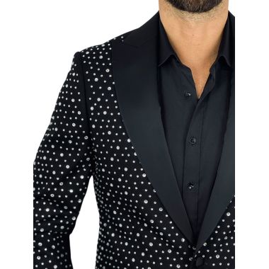 GIOVANNI PERA Marynarka GR7 czarna, ozdobne kamienie srebrne, ekskluzywna, sceniczna, dla Pana Mlodego i nie tylko | Sklep GriSh 2