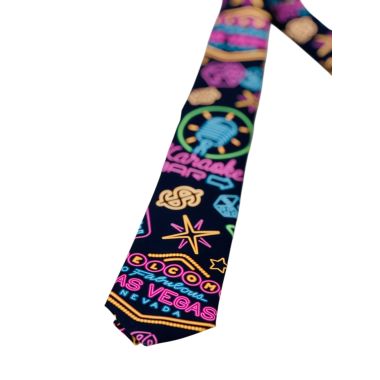 OPPOSUITS krawat kolorowy wesoły, VEGAS, granatowy, neon