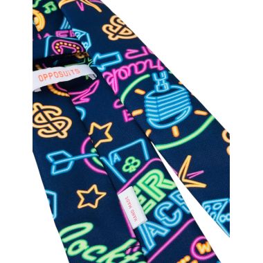 OPPOSUITS krawat kolorowy wesoły, VEGAS, granatowy, neon