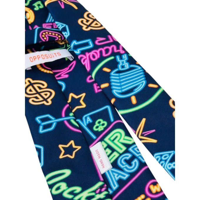 OPPOSUITS krawat kolorowy wesoły, VEGAS, granatowy, neon | Sklep GriShop.eu | Krawaty