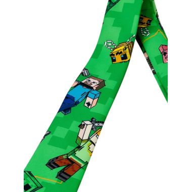OPPOSUITS Krawat męski kolorowy, wesoły, MINECRAFT, zielony, gra