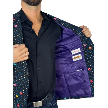 OPPOSUITS Marynarka męska PAC-MAN wesoła, czarna, kolorowa, casual