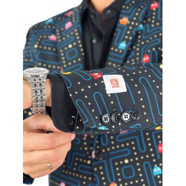 OPPOSUITS Marynarka męska PAC-MAN wesoła, czarna, kolorowa, casual