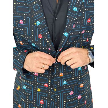 OPPOSUITS Marynarka męska PAC-MAN wesoła, czarna, kolorowa, casual