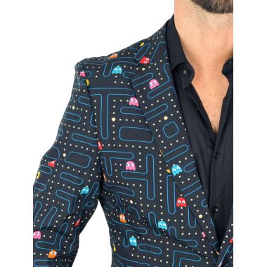 OPPOSUITS Marynarka męska PAC-MAN wesoła, czarna, kolorowa, casual