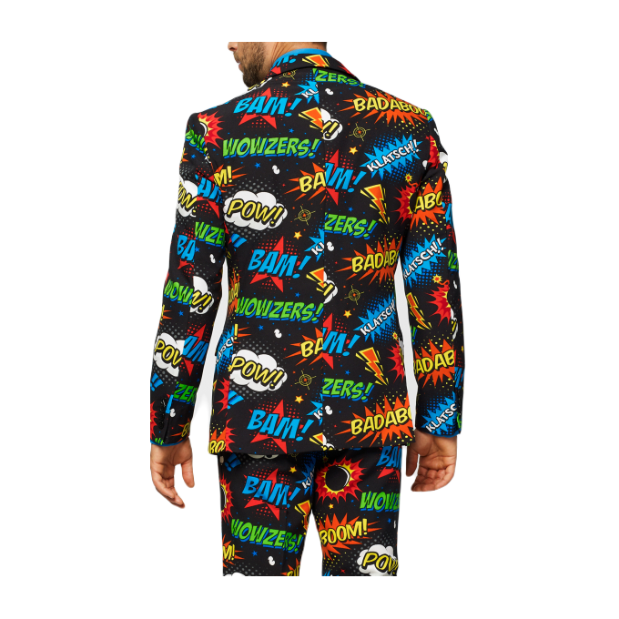 OPPOSUITS Garnitur męski z krawatem, wesoły, kolorowy komiks, wzór, BADABOOM, casual | Sklep GriShop.eu | Garnitury