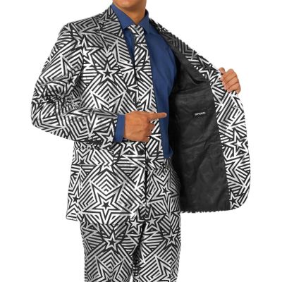 OPPOSUITS Garnitur męski z krawatem, srebrno-czarny SILVER GEO STAR gwiazdy | Sklep GriShop.eu | Garnitury