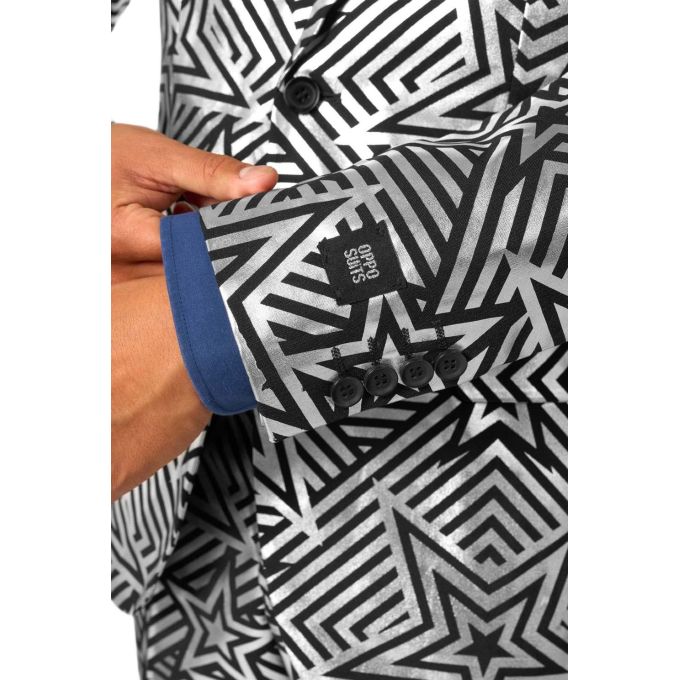 OPPOSUITS Garnitur męski z krawatem, srebrno-czarny SILVER GEO STAR gwiazdy | Sklep GriShop.eu | Garnitury