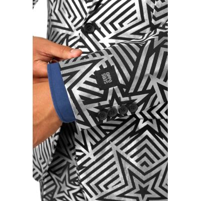 OPPOSUITS Garnitur męski z krawatem, srebrno-czarny SILVER GEO STAR gwiazdy | Sklep GriShop.eu | Garnitury