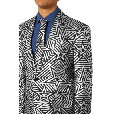 OPPOSUITS Garnitur męski z krawatem, srebrno-czarny SILVER GEO STAR gwiazdy | Sklep GriShop.eu | Garnitury