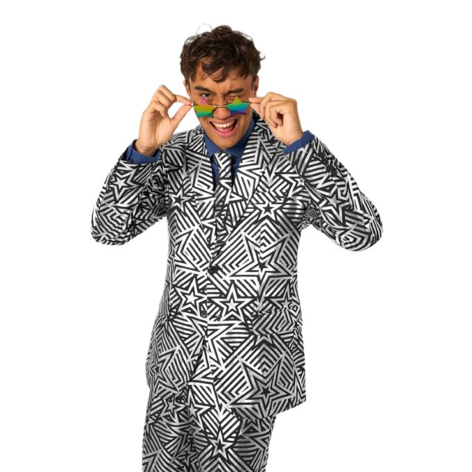 OPPOSUITS Garnitur męski z krawatem, srebrno-czarny SILVER GEO STAR gwiazdy | Sklep GriShop.eu | Garnitury