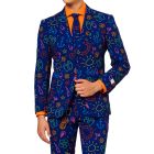 OPPOSUITS Garnitur męski z krawatem, wesoły, granatowy, neonowy wzór, DOODLE DUDE, casual | Sklep GriShop.eu | Garnitury
